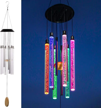 Windgong op zonne-energie, windgongen voor buiten, LED zonne-energie mobiele windgongen met kleurverandering, waterdicht, hangende tuinlamp voor buiten, voor tuin, binnenplaats, gazon