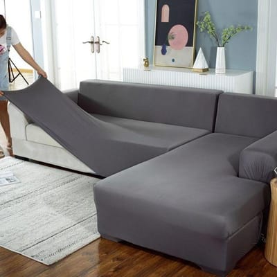 Elastische All-Inclusive Sofahoes Vier Seizoenen Algemene Bedrukking Sofa Handdoekhoes Woonkamer Thuis Hoekbankhoes 1 /2 /3 /4zits 2-Seat 145-185cm 1PC lichtgrijze kleur