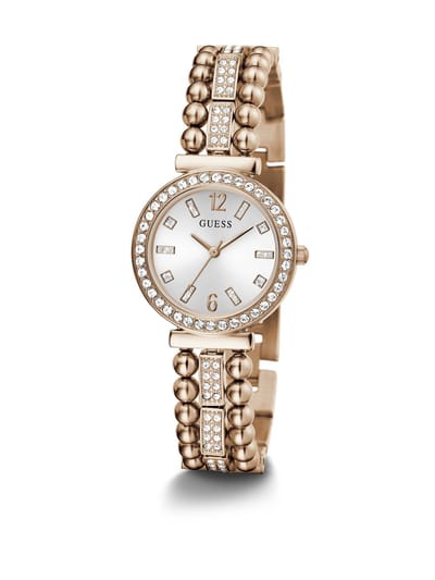 Guess Gala Kwarts Analoog Horloge Roségoudkleur Kast Gemaakt Van 100% Roestvrij Staal En Een Armband Van 100% Roestvrij Staal 30 GW0401L3, GW0401L1