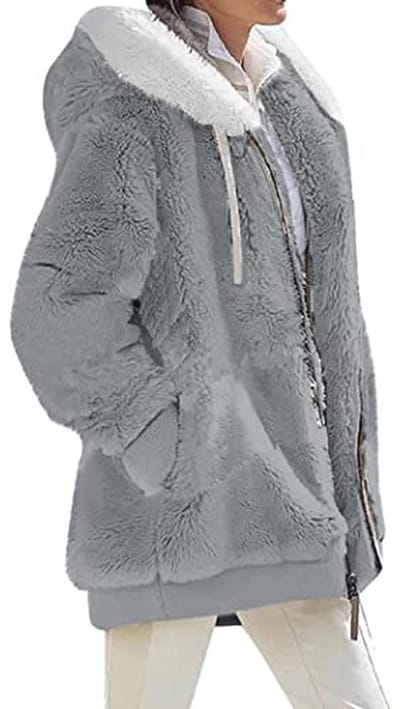 Dames Teddy Hoodie - Zachte Fleece Pullover met Ritssluiting en Zakjes