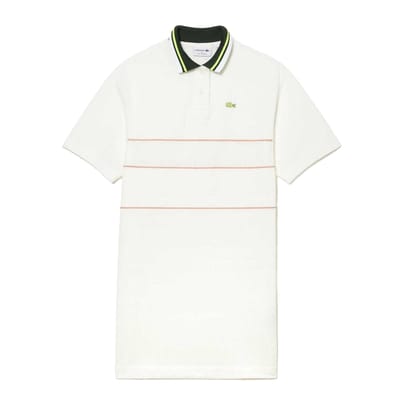 Lacoste Poloshirtjurk met strepen en een losse pasvorm voor dames (Crème)