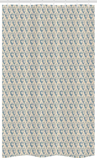 ABAKUHAUS blauw-beige douchegordijn – luchtballon-tekening – 120×180 cm