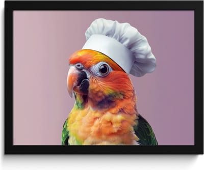 Fotolijst inclusief poster - Posterlijst 40x30 cm - Posters - Papegaai - Koksmuts - Nieuwsgierig - Vogel - Foto in lijst - Keuken decoratie muur - Wanddecoratie accessoires - Muurdecoratie - Schilderijen