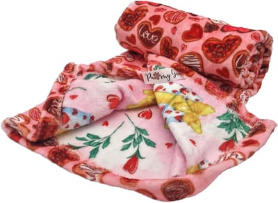 Hondendeken - Zachte Fleece Deken Hond / Hondenplaid - Roze - Rood - Hartjes - Love at First Bark - Paw My God!