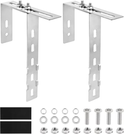 Verstelbare Solar Panel Beugels voor Balkon - RVS 304, 6-18 cm, Geschikt voor Vierkante en Ronde Relingen, Inclusief Schroeven Set