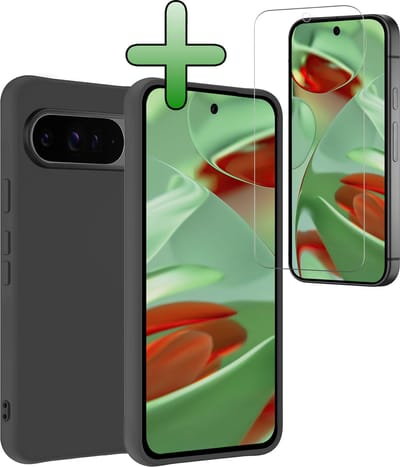 Hoesje Met Screenprotector - Geschikt voor Google Pixel 10 Pro - Sterk & Shockproof - Back Cover - Siliconen Case - Telefoon Hoes - Zwart