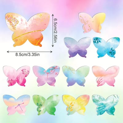 12 Pièces Notes Adhésives Forme Papillon Colorées Autocollants Manuel Fournitures Culturelles Bureau Carnet de Notes 12pcs