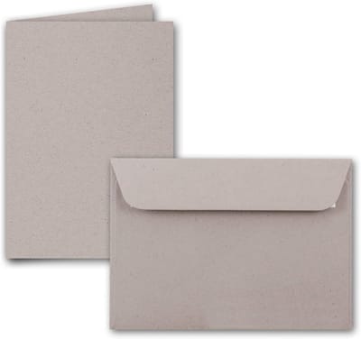 Dubbele kaarten set - Wenskaarten enveloppen - Persoonlijke post - Ecologisch papier - 25 stuks A6 - Lichtgrijs