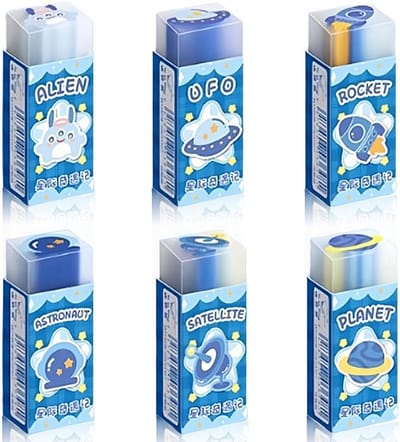 Solidchoice - Set van 6 Schattige Gummen voor Kinderen, Perfect voor School en Thuis