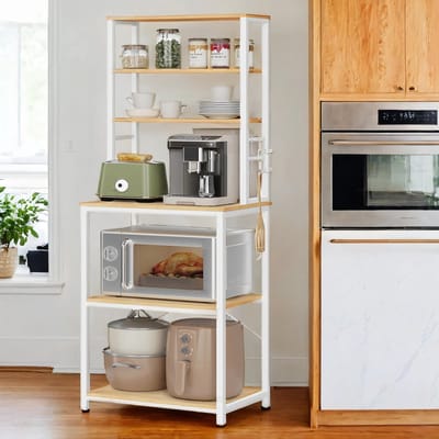 Keukenplank – Staand – Magnetronrek – 6 Planken – 6 Haken – Multifunctioneel