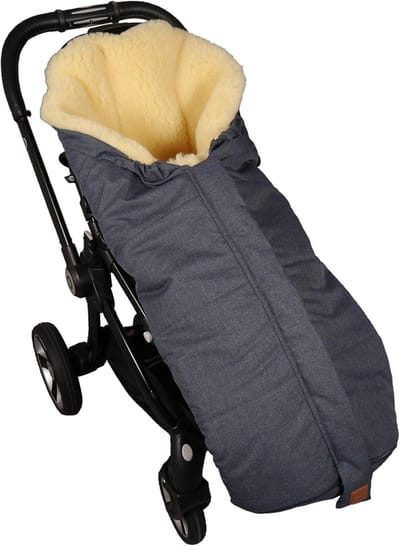 Kinderwagen Voetenzak - Baby Lamsvacht - Warmte & Bescherming - Vuil Waterafstotend - 105 x 45 cm - Marineblauw Melange