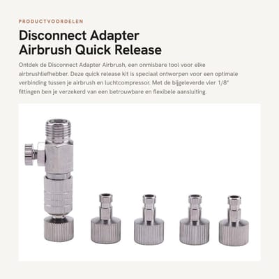 Dailygoods - Disconnect Adapter Airbrush - Quick Release Kit - Voor Airbrush en Compressor - 1/8 inch Fittingen - 4 Stuks - Ideaal voor Airbrushgebruik