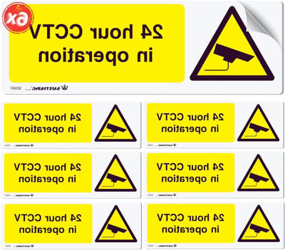 CCTV Waarschuwingsstickers - Beveiligingscamera borden - Afschrikking - UV en waterbestendig - 15cm x 5cm - Geel Zwart