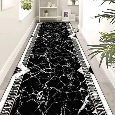 Europese Luxe Zwart Goud Gangtapijten Hotel Lobby Trap Antislip Gangpad Vloerkleden Kantoorkamer Entree Doorgang Vloermatten 80x200cm 31.5x78.7in