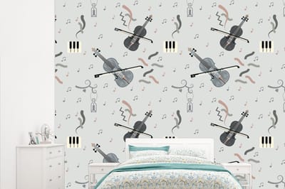 Behang - Fotobehang Patroon - Muziek - Viool - Breedte 315 cm x hoogte 260 cm