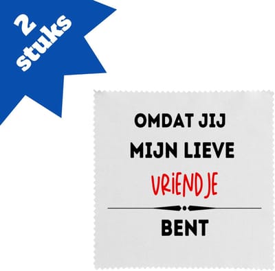 Akyol - omdat jij mijn lieve vriendje bent brillendoekjes - Vriend/vriendin - de liefste vriend - valentijnsdag - verjaardag - cadeautje voor vriendje - kado - geschenk - 17,8 bij 17,8 cm - 2 stuks