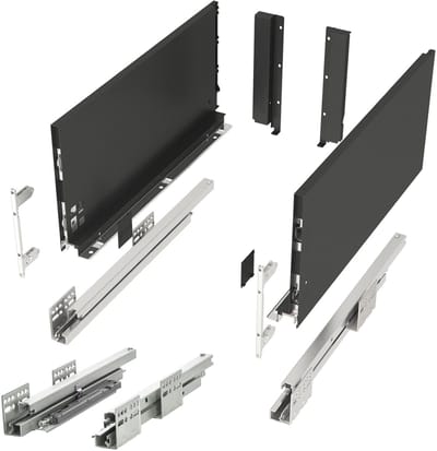 SOTECH Ladesysteem JUNKER SLIM met Push to Open (antraciet, hoogte 199 mm, diepte 300 mm, belastbaar tot 35 kg) keukenlade met 13 mm slanke ladeframes