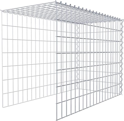 Steenkorf Hoek - Schanskorf mand - Tuin decoratie - Spiraalsluiting galvanisch - 100x70x50 cm