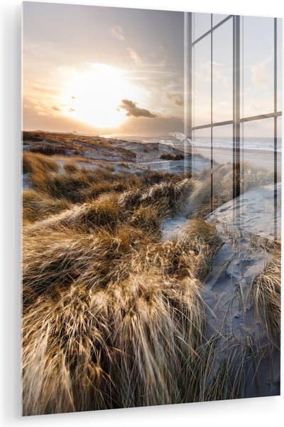 MuchoWow® Glasschilderij 120x160 cm - Schilderij acrylglas - Strand - Zee - Scheveningen - Nederland - Foto op glas - Muurdecoratie woonkamer - Wanddecoratie slaapkamer - Schilderijen