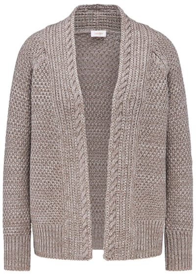 Tijdloos tricot jasje van grove tricot - taupe / gemêl. - Gr. 44 van Goldner Fashion