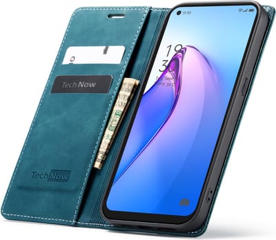 Oppo Reno 8 Hoesje - Book Case Leer Slimline Blauw