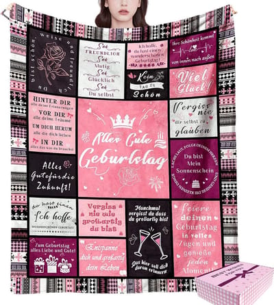 Verjaardagscadeau deken - Zachte plaid - Gezelligheid thuis - Comfortabel lichtgewicht - 150 x 130 cm - Roze