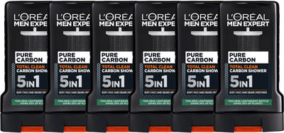 Men Expert Total Clean Carbon Shower Gel - Verfrist onmiddelijk en zuivert de huid - 5in1 formule - 250ml x6