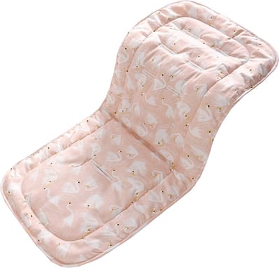 Babyzitje voor kinderwagen, 32 x 78 cm, autostoelbekleding van 100% katoen, zacht en omkeerbaar autostoeltje, kinderwagenkussen voor babyzitje, buggy (zwain)