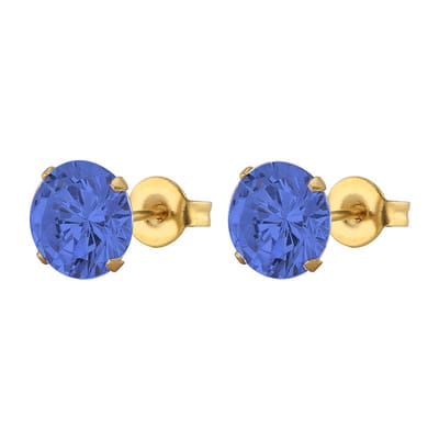 WeLoveSilver - goudkleurige oorstekers blauw kristal 5 mm