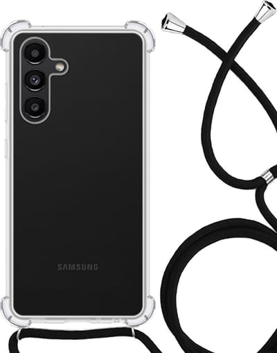 Hoesje - Geschikt voor Samsung Galaxy A13 5G - Met Koord - Shock Proof - Siliconen Case - Back Cover - Telefoonkoord - Telefoon Hoes Shockproof - Telefoonketting - Telefoonhoesjes - Transparant
