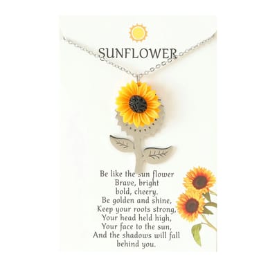 Vriendschapsketting met Zonnebloem - Zilverkleurig - BFF Ketting op Cadeau kaartje - Pax Amare