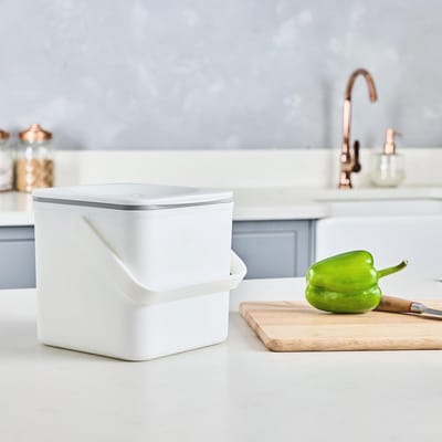 Compost Caddy voor Keuken - Ruimtebesparende Compostbak in Wit