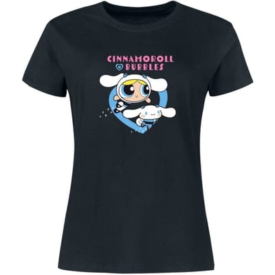 Hello Kitty - Anime T-shirt - Hello Kitty & Powerpuff Girls - Cinnamoroll X Bubbles - S tot XXL - voor Vrouwen - zwart