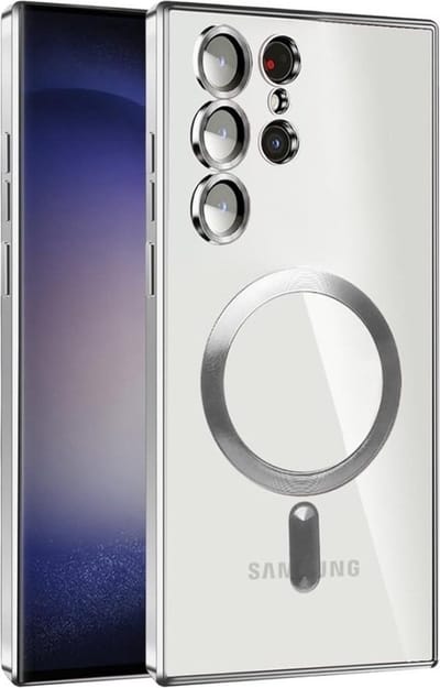TG Techgrip - Hoesje Geschikt voor Samsung S24 Ultra Magsafe Compatible - Back Cover Hoesje met ingebouwde 9H HD camera glas bescherming - Zilver Hoes Geschikt voor Samsung Galaxy S24ULTRA