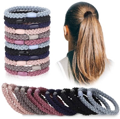 12 Stuks Gevlochten Haar Elastiekjes – Katoenen Haarbobbels Zonder Metaal, Kleine Elastische Haarbanden voor Meisjes, Geschikt voor Dikker, Krullend en Zwaar Haar (Mix Kleuren)