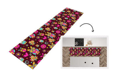 Keukenloper - Loper keuken - Meisjes - Uil - Chocolade - Patronen - 200x50 cm - Keukenloper vinyl