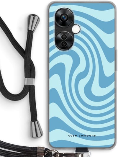 Case Company® - Hoesje met koord geschikt voor OnePlus Nord CE 3 Lite hoesje met Koord - Swirl Blauw - Telefoonhoesje met Zwart Koord - Bescherming aan alle Kanten en Over de Schermrand