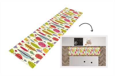 Keukenloper - Loper keuken - Patroon - Veren - Kleuren - 200x50 cm - Keukenloper vinyl
