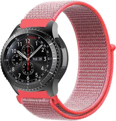 Cadorabo Nylon bandje 20mm geschikt voor Samsung Galaxy Watch 42mm / 3 / 4 / 5 / Sport in ROZE - Vervangingsmanchet geschikt voor Huawei Watch 2 geschikt voor Nokia Steel geschikt voor LG Watch Sport enz.