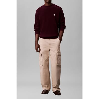 Calvin Klein Ls Ez Cotton Waffle Sweater Passion Plum Maat: S | Sweaters Outlet | Heren | Paars