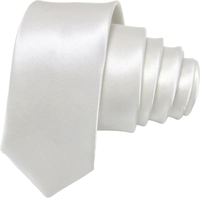 Fako Fashion - Skinny Stropdas - Smal - 5cm - Smalle Das - Effen - 145cm - Crème