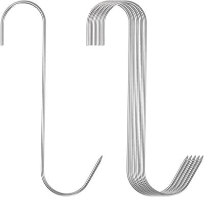 5 stuks vleeshaken 7 inch van roestvrij staal 304 S-vormige slagershaken voor het ophangen van vlees voor roken (maximale belasting 11 pond)