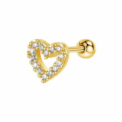 WeLoveSilver - piercing - chirurgisch staal - goudkleurig hart - kristallen - 6x6mm