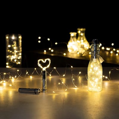 mit Herz Flessenlampen met elk 20 ledlampjes, draadlichtsnoer, 10 stuks