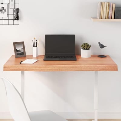 Tafelblad Massief Hout - Werkblad Eiken - Tafel Opknappen - Natuurlijke Rand - 100x60 cm - Lichtbruin