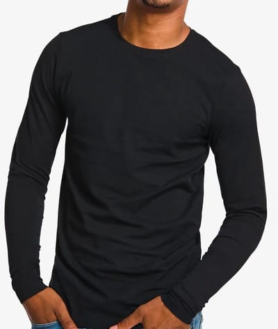 Boru Bamboo 2-pack heren shirt lange mouw - Bamboe ondershirts met ronde hals - Aansluitend - Zwart / M