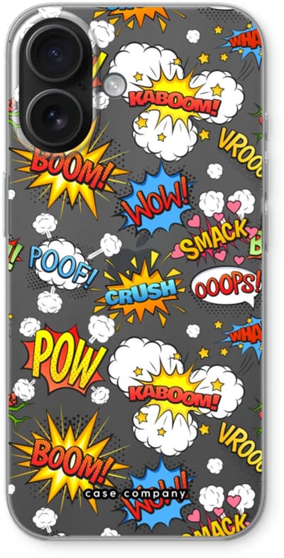 Case Company® - Hoesje geschikt voor iPhone 16 hoesje - Pow Smack - Soft Cover Telefoonhoesje - Bescherming aan alle Kanten en Schermrand