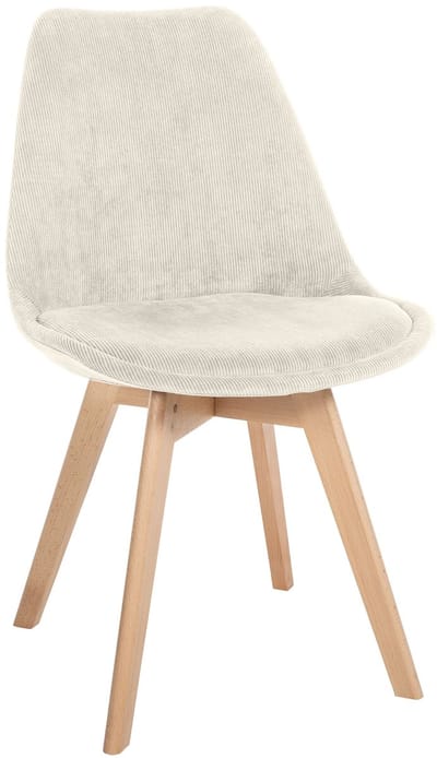 CLP Linares Eetkamerstoel - Design Keukenstoel - Scandinavisch Kuipstoel - Houten Poten Ribstof/beige