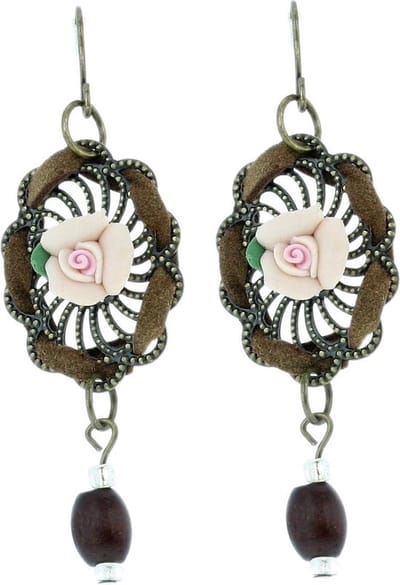 Behave - Oorbellen vintage roos design bronskleur - Romantische look
