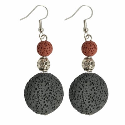 Oorbellen-Lava-Zilver-grijs-Rood -Charme Bijoux